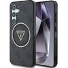 Etui GUESS 4G Glitter Triangle Buttons MagSafe do Samsung Galaxy S25 Czarny