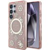 Etui GUESS 4G Background Gold Electroplated Peony Pattern MagSafe do Samsung Galaxy S25 Ultra Różowy