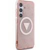 Etui GUESS 4G Glitter Triangle Buttons MagSafe do Samsung Galaxy S25 Różowy Dominujący kolor Różowy