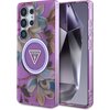 Etui GUESS Glitter Flowers Triangle Buttons MagSafe do Samsung Galaxy S25 Ultra Fioletowy