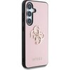 Na zdjęciu widoczny jest smartfon w czarnym etui, z wyświetlaczem prezentującym abstrakcyjną grafikę w odcieniach fioletu i szarości. Na boku urządzenia znajdują się przyciski regulacji głośności oraz przycisk zasilania.