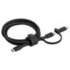Czarny kabel USB-C - USB-C/Lightning o długości 1,5 metra, z widocznym logo "belkin" na złączach, zwinięty i zabezpieczony paskiem z napisem "belkin". Na jednym z końców kabla znajduje się oznaczenie "60W".