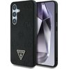 Etui GUESS Grained Hot Stamp Peony Pattern Triangle Logo MagSafe do Samsung Galaxy S25 Czarny