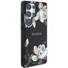 Czarny telefon w etui z widocznym ekranem, na którym wyświetlany jest abstrakcyjny wzór przypominający geometryczne kształty w odcieniach fioletu i szarości. Na boku urządzenia znajdują się przyciski regulacji głośności oraz dodatkowy przycisk funkcyjny.