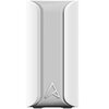 Biały, pionowy router o nowoczesnym designie z centralnym, szarym panelem i geometrycznym logo w dolnej części. Produkt to "Router ASUS ZenWiFi BD4 BE3600 2.4 / 5 GHz (DualBand), Wi-Fi Mesh".