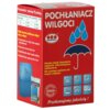 Czerwone opakowanie produktu "Pochłaniacz wilgoci" z logo "ORO Perfekt" zawiera ilustrację niebieskiego parasola z kroplami wody oraz teksty informacyjne, takie jak "Wysoka jakość absorbentu zapewnia kilkumiesięczne użytkowanie" i "Nie wymaga zasilania ani innych urządzeń". Na opakowaniu znajdują się również piktogramy przedstawiające zastosowanie produktu oraz napis "Przekonujemy jakością!" i "Oryginalny szwedzki produkt".