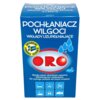Niebieskie opakowanie produktu "Pochłaniacz wilgoci" z napisem "Wkłady uzupełniające 2 x 450 g" oraz logo "ORO" na środku. Na dole widnieje tekst: "Wysoka jakość absorbentu zapewnia kilkumiesięczne użytkowanie. Nie wymaga zasilania ani innych urządzeń."