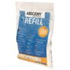 Plastikowe opakowanie produktu z napisem "ABSODRY moisture bye bye REFILL" oraz informacją "450g 35m²" na niebieskim tle z kroplami wody. Na dole opakowania znajdują się piktogramy oraz napis "FRAGRANCE FREE".