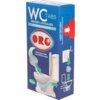 Niebieskie opakowanie produktu z napisem "WC TABS REINIGER + ENTKALKER HYGIENE & FRISCHE" oraz logo "ORO" w czerwonym okręgu. Na opakowaniu znajduje się ilustracja toalety z kostką czyszczącą oraz tekst "Wirkt gegen Kalk- und Urinsteinansatz" i oznaczenie