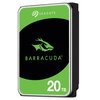 Na zdjęciu znajduje się dysk twardy z zieloną etykietą, na której widnieje logo "SEAGATE" oraz napis "BARRACUDA" i "20 TB". Etykieta ma czarne i zielone elementy graficzne.