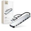Hub TECH-PROTECT HB06 8w1 USB Typu C, Pasywny Szary