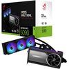 Pudełko i karta graficzna z serii ROG Astral, z widocznym napisem "GeForce RTX 5090" oraz logo producenta. Karta posiada system chłodzenia z trzema wentylatorami, a na opakowaniu znajdują się oznaczenia "OC", "32GB" i "DLSS 4".