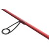 Czerwona wędka z metalowym przelotem, widoczna na białym tle. Produkt to "Wędka ABU GARCIA Carabus Exquisite Spinning 602L 1.83m / 1.5-4.5g".