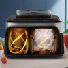 Air Fryer Frytkownica beztłuszczowa PHILIPS Ovi Dual Basket NA555/00 podwójny kosz gotowanie na parze i ponad 1000 przepisów Funkcje dodatkowe Chłodna w dotyku obudowa i uchwyt
