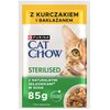 Karma dla kota CAT CHOW Sterilised z Kurczakiem i bakłażanem w sosie (26 x 85 g) Opakowanie Saszetka