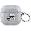 Etui na słuchawki KARL LAGERFELD Monogram Karl & Choupette Head do Apple AirPods 4 Srebrny