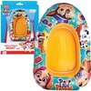 Na zdjęciu znajduje się kolorowy ponton dmuchany z motywem z bajki "Psi Patrol", z widocznymi postaciami z tej serii oraz logo "Paw Patrol". Obok pontonu widoczne jest opakowanie z napisem "INFLATABLE BOAT 3+ YEARS" oraz logo producenta "SAMBRO".