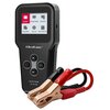 Tester akumulatorów z wyświetlaczem pokazującym opcje: "CHECK", "WAVEFORM", "REVIEW", "RECORDS", "SETUP", "MULTIMETER". Na urządzeniu widoczne są przyciski nawigacyjne oraz logo "Qoltec", a także przewody z zaciskami.