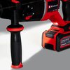 Na zdjęciu widoczny jest młot udarowy w kolorze czarno-czerwonym z logo "Einhell" na obudowie. Na akumulatorze znajduje się napis "Lithium-Ion 6.0 Ah 18V" oraz "MULTI-Ah 4.0-6.0".