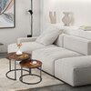 Zestaw stolików kawowych LOFTINSPIRED Galen Small Rustic Okrągły Postarzany Dąb + Czarny Materiał Płyta laminowana