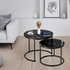 Zestaw stolików kawowych LOFTINSPIRED Galen Small Okrągły Czarny Marmur Materiał Płyta laminowana