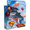Opakowanie przedstawia figurkę psa w czerwonym płaszczu z logo Supermana, z napisem "UP IN THE SKY! FLYING KRYPTO" oraz ostrzeżeniem "CHOKING HAZARD - Small parts. Not for children under 3 years." Widoczny jest również wizerunek Supermana oraz logo DC.