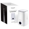 Biały nawilżacz ultradźwiękowy MOZANO Ultrasonic stoi obok pudełka z napisem "MOZANO home NAWILŻACZ POWIETRZA ULTRASONIC". Na pudełku widoczne są parametry: "220-240V, 50/60Hz, Moc nominalna 23W, Moc szczytowa 30W", a na urządzeniu znajduje się wyświetlac