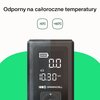 Na zdjęciu widoczny jest fragment urządzenia z wyświetlaczem pokazującym ikonę baterii, cyfry "0.0" oraz "10.30 PSI BAR", a poniżej znajduje się logo "GREENCELL". Nad urządzeniem znajduje się tekst "Odporny na całoroczne temperatury" oraz symbole "-10°C" 