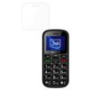 Na zdjęciu widoczny jest telefon komórkowy z dużymi przyciskami numerycznymi oraz ekranem, na którym wyświetlone jest logo "3mk". Nad telefonem znajduje się przezroczysta folia ochronna z wycięciem na głośnik.
