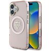 Etui GUESS IML Metal Mountain Logo MagSafe do Apple iPhone 16 Przezroczysto-różowy