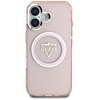 Etui GUESS IML Metal Mountain Logo MagSafe do Apple iPhone 16 Przezroczysto-różowy Model telefonu iPhone 16