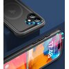 Czarne etui wodoodporne TECH-PROTECT Shellbox MagSafe IP68 do Apple iPhone 16 jest przedstawione na tle w odcieniach niebieskiego. Na ekranie telefonu widoczna jest data "Tuesday, November 8" oraz godzina "17:48".