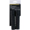 Czarne chwyty do kierownicy rowerowej z wyraźnym wzorem, umieszczone na kartonowym opakowaniu z napisem: "DUNLOP CYCLING, 2PCS, BICYCLE HANDLE BAR GRIPS, FAHRRADLENKERGRIFFE, POIGNÉES DE GUIDON POUR BICYCLETTE, FIETSHANDGREPEN, INNER DIAMETER Ø22MM, LENGT