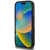 Czarne etui na telefon z widocznymi przyciskami bocznymi, przeznaczone dla modelu Apple iPhone 16 Pro Max. Na ekranie telefonu wyświetla się kolorowa, abstrakcyjna grafika z gradientami w odcieniach niebieskiego, zielonego, żółtego i pomarańczowego.