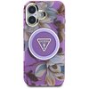 Etui GUESS Glitter Flowers Triangle Buttons MagSafe do Apple iPhone 16 Fioletowy Model telefonu iPhone 16