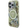 Etui GUESS Glitter Flowers Triangle Buttons MagSafe do Apple iPhone 16 Pro Zielony Seria telefonu iPhone