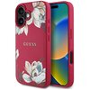 Etui GUESS Grained Printed Flower Pattern MagSafe do Apple iPhone 16 Fuksja