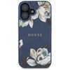 Etui GUESS Grained Printed Flower Pattern MagSafe do Apple iPhone 16 Niebieski Model telefonu iPhone 16
