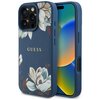 Etui GUESS Grained Printed Flower Pattern MagSafe do Apple iPhone 16 Pro Max Niebieski