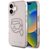 Przezroczysto-różowe etui na telefon z wizerunkiem twarzy ozdobionej cyrkoniami. Na dole etui widnieje napis "KARL LAGERFELD".