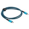 Czarno-niebieski kabel USB-C - USB-C o długości 2 metrów z widocznym logo "LANBERG" na obu końcówkach. Kabel jest owinięty rzepem do organizacji przewodów.