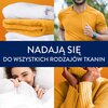 Na zdjęciu widoczne są cztery różne sceny: złożone ręczniki, osoba w żółtej koszulce, osoba przykrywająca się białą pościelą oraz osoba w żółtym swetrze. Na środku znajduje się napis: "NADAJĄ SIĘ DO WSZYSTKICH RODZAJÓW TKANIN".