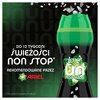 Na zdjęciu widoczna jest butelka produktu z zieloną nakrętką i etykietą z napisem "Lenor Unstoppables". Obok butelki znajduje się tekst: "Do 12 tygodni świeżości non stop* rekomendowane przez Ariel", a na dole małym drukiem: "* dla przechowywanych ubrań".