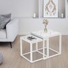 Zestaw stolików kawowych LOFTINSPIRED Praven Kwadratowy Biały Marmur Materiał Płyta laminowana