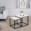 Zestaw stolików kawowych LOFTINSPIRED Praven Kwadratowy Biały Marmur + Czarny Materiał Płyta laminowana