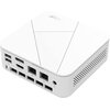 Biały komputer w kształcie prostopadłościanu z widocznymi portami USB, HDMI, Ethernet oraz logo "Acer" na górnej powierzchni. Urządzenie ma otwory wentylacyjne po bokach.