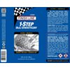Etykieta produktu "Finish Line 1-Step Olej Syntetyczny" zawiera informacje o zastosowaniu i sposobie użycia oleju, a także ostrzeżenia dotyczące bezpieczeństwa. Na etykiecie widnieje również zdjęcie części rowerowej oraz logo producenta, a całość utrzyman