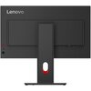 Czarny monitor z logo "Lenovo" widoczny od tyłu, z centralnie umieszczonym uchwytem i czerwonym akcentem na podstawie. Na obudowie znajdują się oznaczenia portów oraz przyciski sterujące.