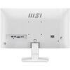 Biały monitor z logo "MSI" na górze, widoczny od tyłu, z różnymi portami, w tym HDMI, VGA i audio. Po prawej stronie znajduje się logo "PRO".