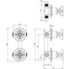 Schemat techniczny baterii wannowej podtynkowej z oznaczeniami wymiarów: 198 mm, 78 mm, 85 mm, 185 mm, 152 mm, 32 mm, 35-60 mm, 112 mm oraz gwintami G 1/2".